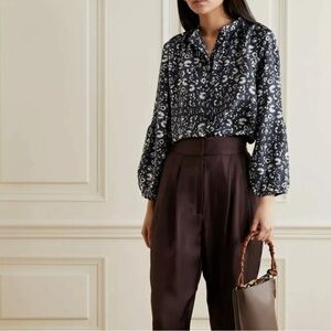 Apiece Apart Silk Core Bravo Popover Top in navy  size 0